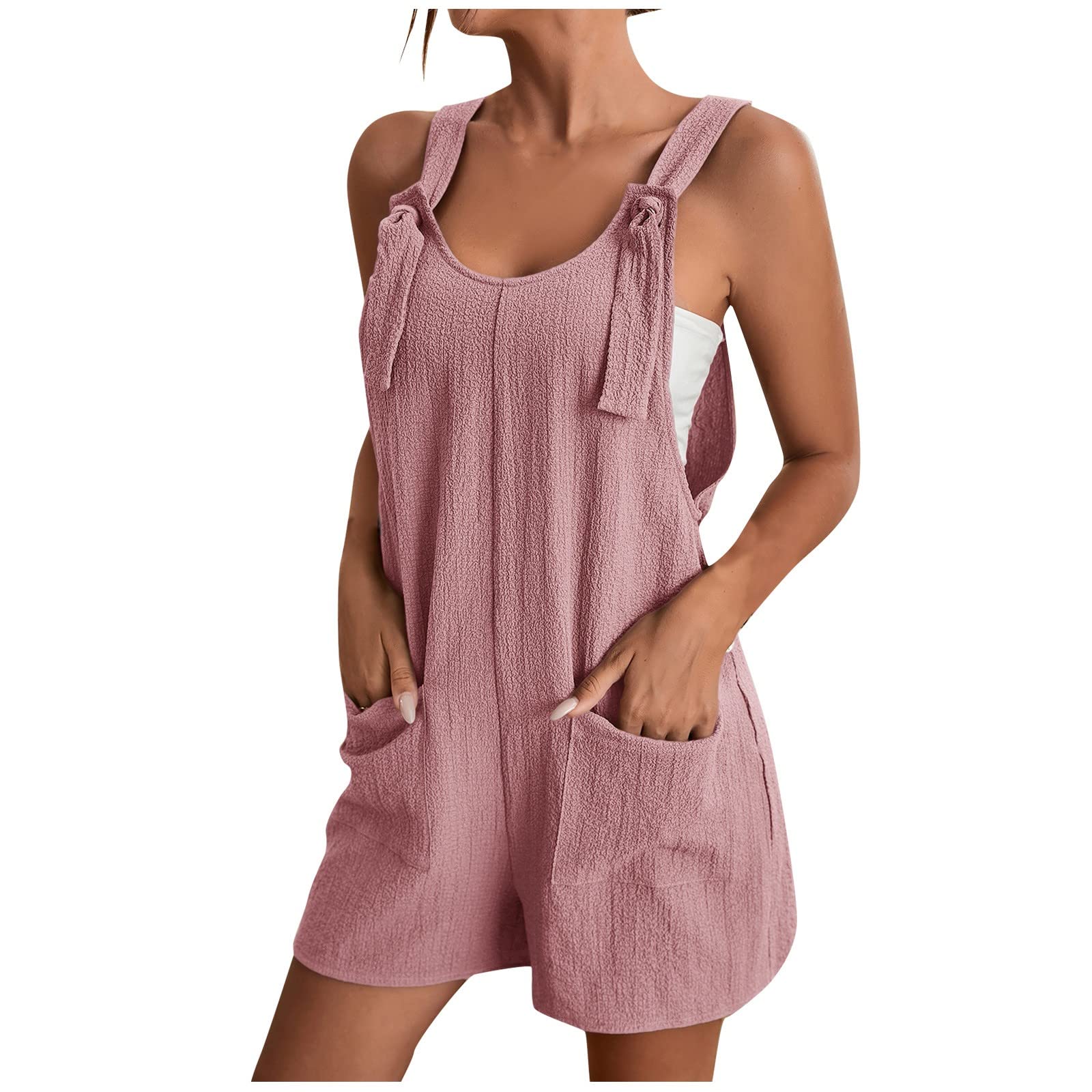 Women's Linen Romper Jumpsuit with Pockets - Summer Beach & Maternity Wear