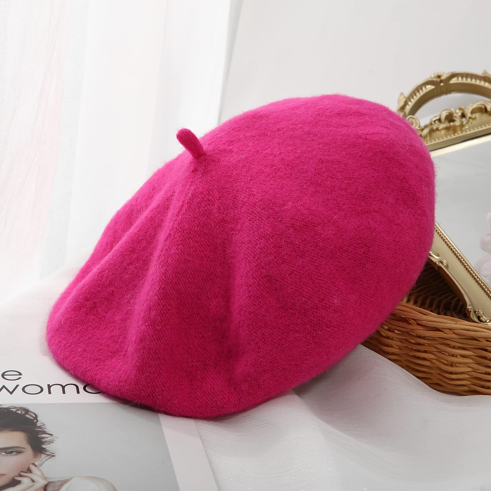 Women's French Wool Beret Hat - Solid Color Classic Winter Beanie Cap for Women | Fashion Accessories for Cold Weather, Travel & Street Style