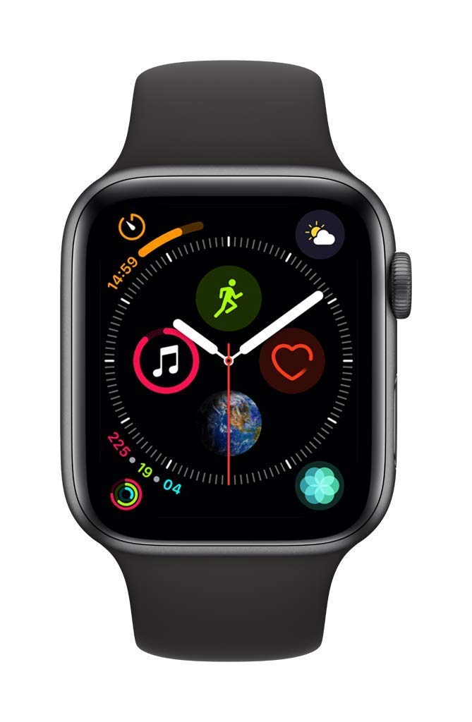 Apple Watch Series 4 (GPS, 44mm) - Space Gray Aluminum Case with Black Sport Band - Certified Refurbished - Perfect for Fitness Tracking, Notifications & Everyday Wear