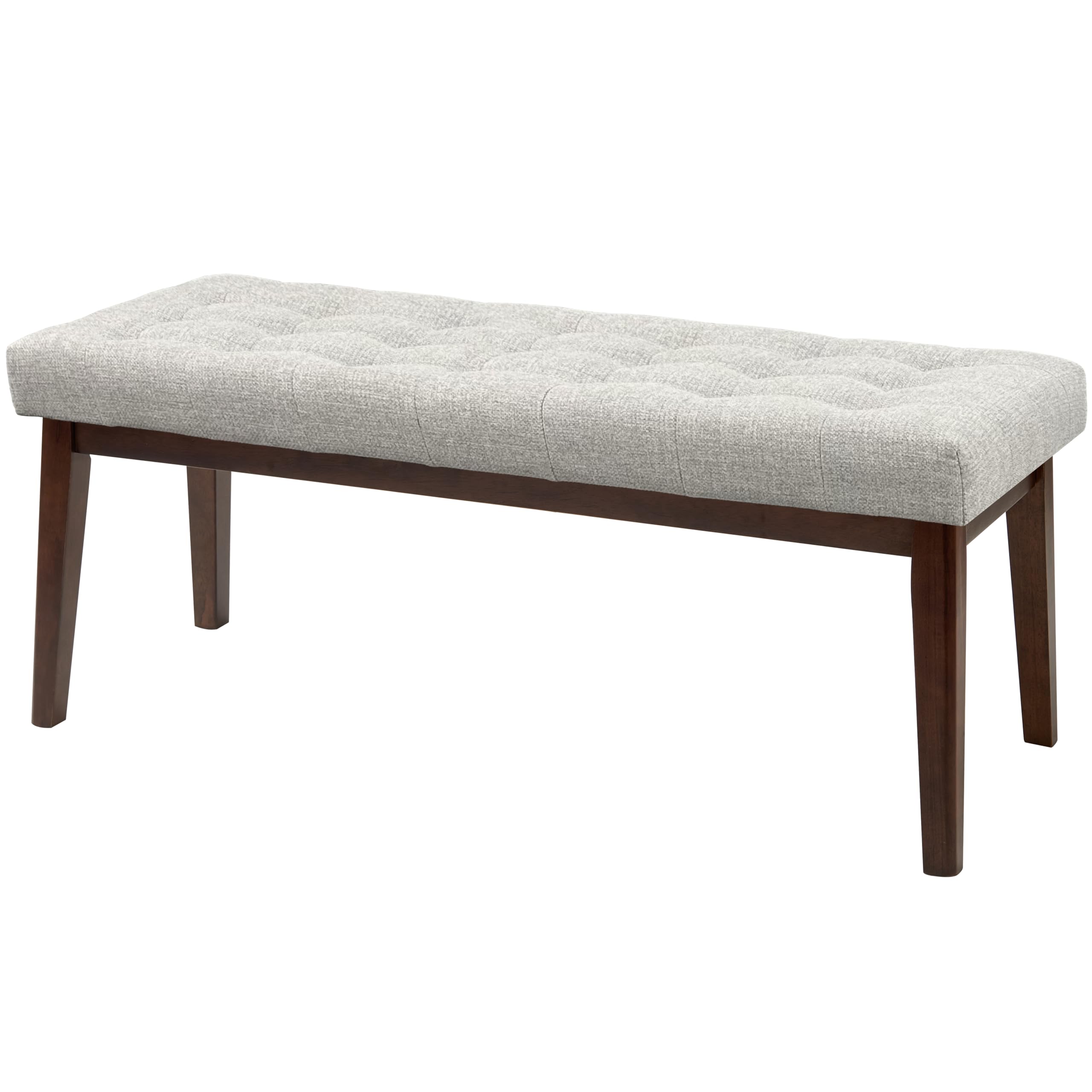 Linen Upholstered Bench with Solid Wood Legs - Button-Tufted Light Gray Bedroom Bench, Living Room Entryway Seat, Dining Room Bench - Perfect for Bed End, Hallway Decor & Cozy Seating