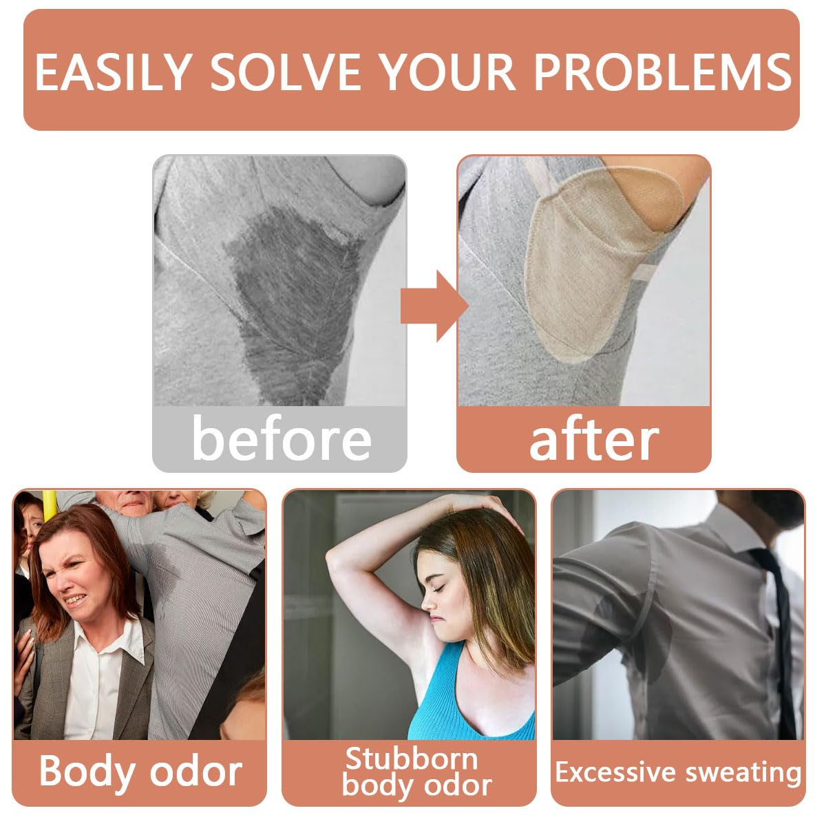 2 Pairs Reusable Underarm Sweat Pads for Women & Men - Washable Breathable Armpit Sweat Guards with Adjustable Shoulder Straps | Perfect for Workouts, Office Wear & Formal Attire (Nude)