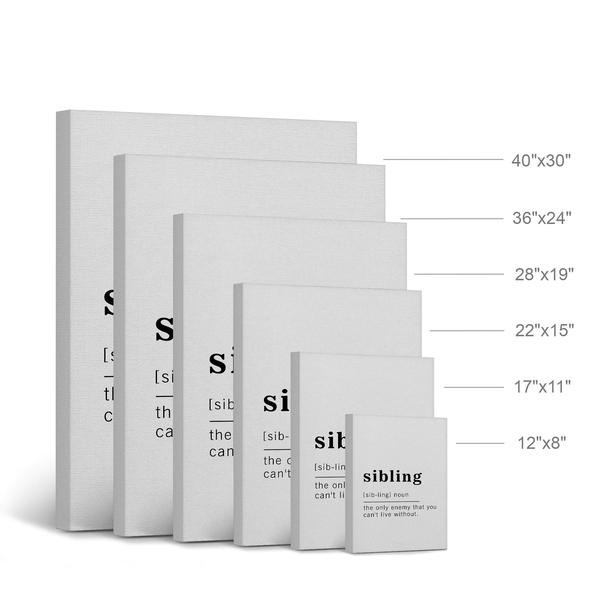 Funny Sibling Definition Dictionary Art Print - Inspirational Quote Canvas Wall Decor for Office, Living Room, Bedroom & Bathroom - Ready to Hang Home Decor Gift (40x30 Inches, Made in USA) - Perfect for Family Spaces, Sibling Gifts & Home Styling