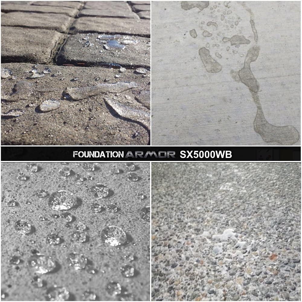 Armor SX5000 WB Water-Based Silane-Siloxane Sealer for Concrete, Brick, Pavers & Stone - Matte Finish Protective Coating - 1 Gallon - Ideal for Driveways, Patios & Masonry Surfaces