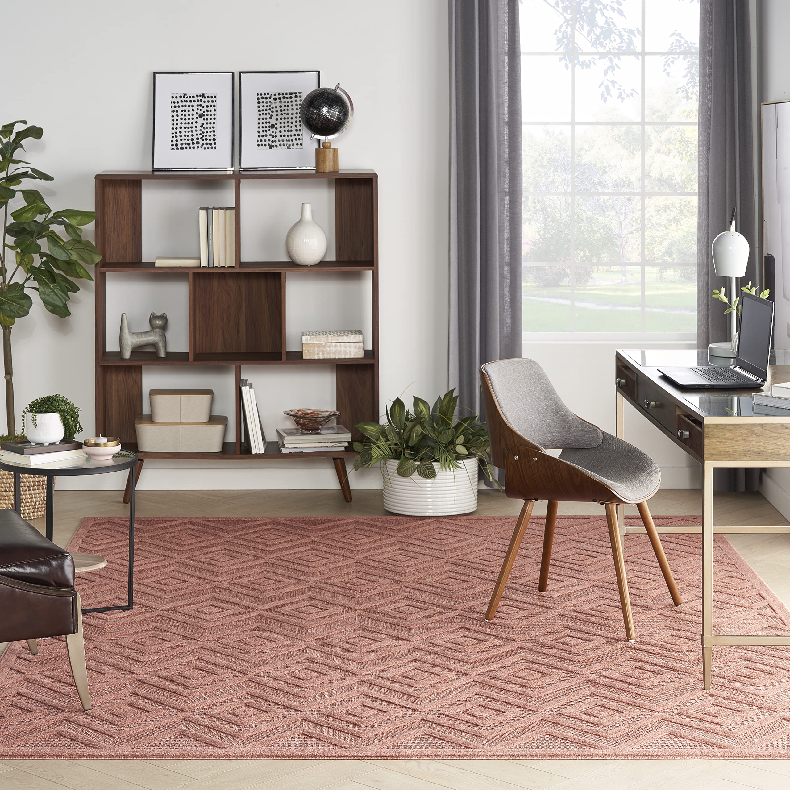 Nourison 7' x 10' Coral & Orange Indoor Outdoor Area Rug - Non-Shedding, Easy Clean, High Traffic Resistant - Perfect for Living Room, Bedroom, Dining Room, Deck, Patio & Backyard