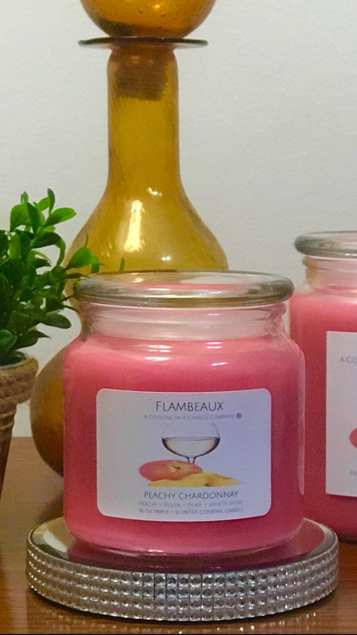 Peachy Chardonnay Scented Candle | Handmade Soy Wax Candle | Long-Lasting 60-Hour Burn | Triple-Layered Fragrance | Home Decor & Gift Idea for Dinner Parties, Relaxation & Romantic Ambiance