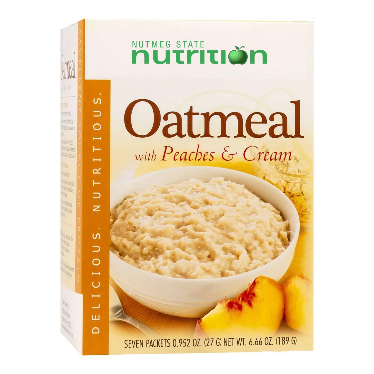 HealthyWise High Protein Oatmeal - 15g Protein, Low Calorie & Sugar, High Fiber, Keto & Ideal Protein Friendly (Peaches & Cream, 7 Servings) | Perfect for Breakfast, Post-Workout & Weight Loss