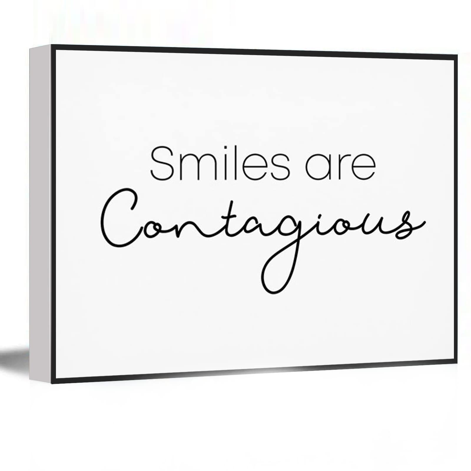 Smiles Are Contagious Framed Canvas Wall Art - 16x24 Inch Modern Home Decor for Bedroom, Office & Living Room | Trendy Print for Men & Women | Perfect Gift for Housewarming & New Home Decorations
