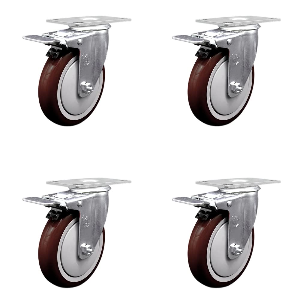 Cambro Dish Caddies & Utility Truck Replacement Caster Wheels Set - 4 Swivel Casters with Total Lock Brakes - Heavy Duty Commercial Kitchen Equipment - Perfect for Restaurant Food Transport and Dishwashing Stations