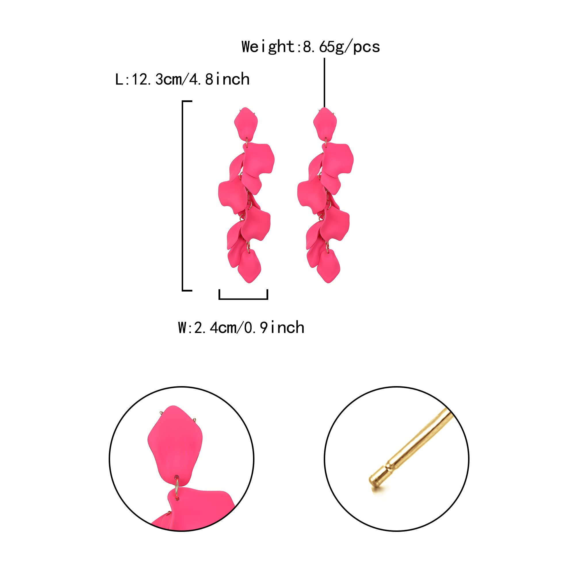 EVER FAITH 5-6 Pairs Acrylic Statement Tropical Leaf Petal Hoop Dangle Earrings - Colorful Fashion Jewelry for Women & Girls | Perfect for Summer, Beach, Parties & Boho Outfits