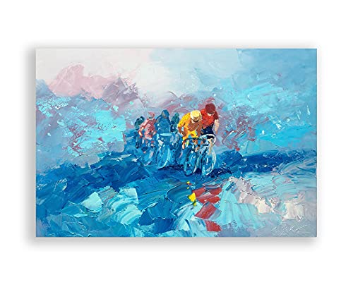 Vintage Bicycle Wall Art - Handmade Cycling Themed Canvas Painting for Home & Office Decor - Perfect Gift for Cyclists, Bike Lovers & Race Enthusiasts - Ideal for Living Room, Bedroom or Cycling Club Decoration