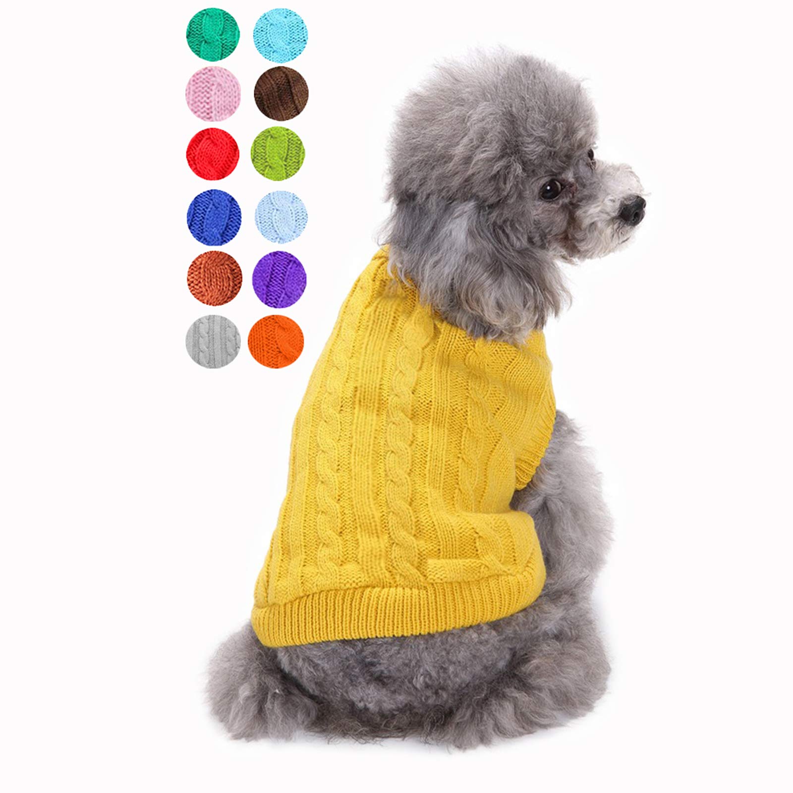 Warm Knitted Dog Sweater for Small Dogs - Cozy Pet Apparel for Puppies, Cats & Kittens - Classic Cute Design for Girls & Boys - Perfect for Winter Outfits & Indoor Comfort (Medium, Yellow)