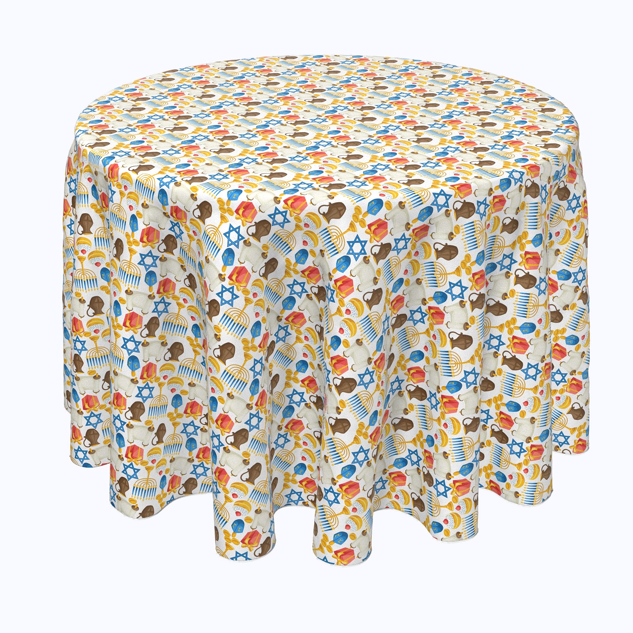 120 Inch Round Tablecloth - 100% Polyester Premium Fabric - Perfect for Hanukkah Celebrations, Holiday Dinners & Special Events