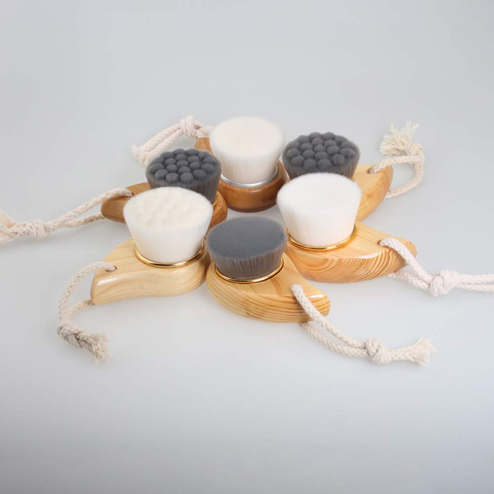 1Pc Soft Microfiber Wooden Facial Cleansing Brush for All Skin Types - Gentle Exfoliating & Deep Cleansing Face Brush for Daily Skincare Routine & Spa Treatment