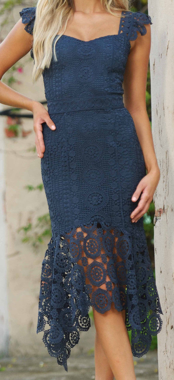 Giselle Women's Elegant Steel Blue Dress - Perfect for Weddings, Parties & Special Occasions