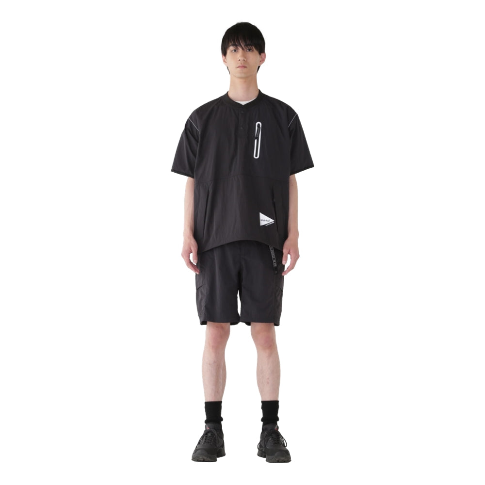 GRAMICCI x ANDWANDER Patchwork Wind Tee - Black | Lightweight Outdoor Windbreaker for Hiking & Urban Exploration