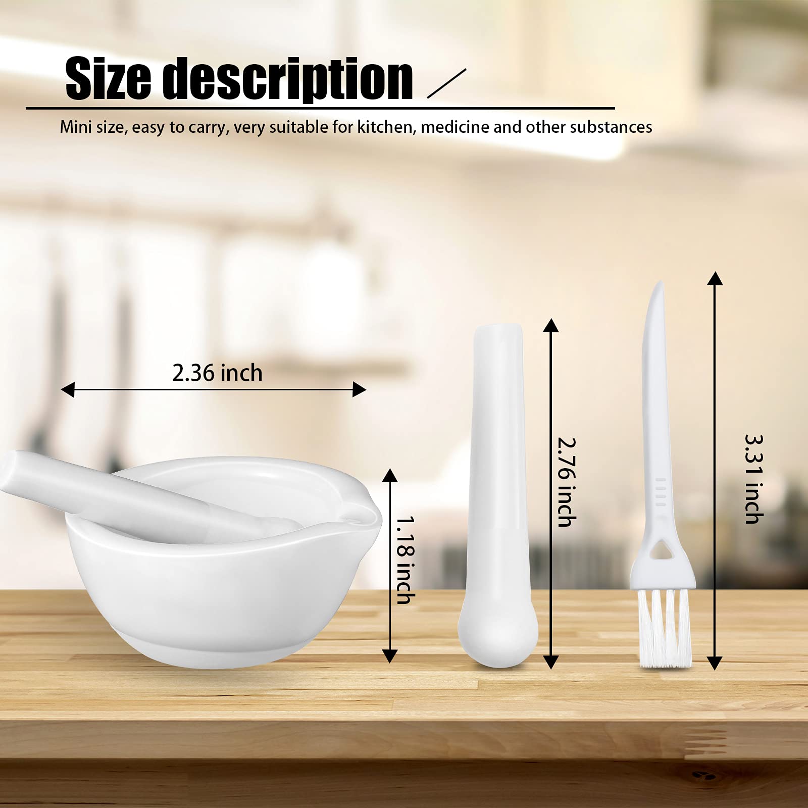 2 Sets Mini Porcelain Mortar and Pestle Set - Premium Herb Grinder & Spice Crusher for Kitchen - Perfect for Grinding Seasonings, Herbs, Nuts, and Medicine - Includes 2 Cleaning Brushes (Great for Home Cooking, Pharmacy Use & DIY Essential Oils)
