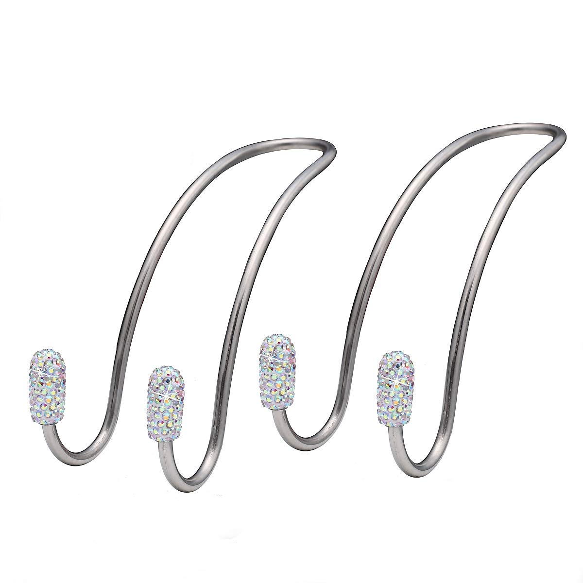 JOJOY LUX 2 Pack Car Seat Back Organizers with Bling Diamond Design - Universal Headrest Hooks for Auto Storage, Heavy-Duty Backseat Organizer Rack & Hanger (Rainbow) - Perfect for Road Trips, Family Travel & Daily Commute