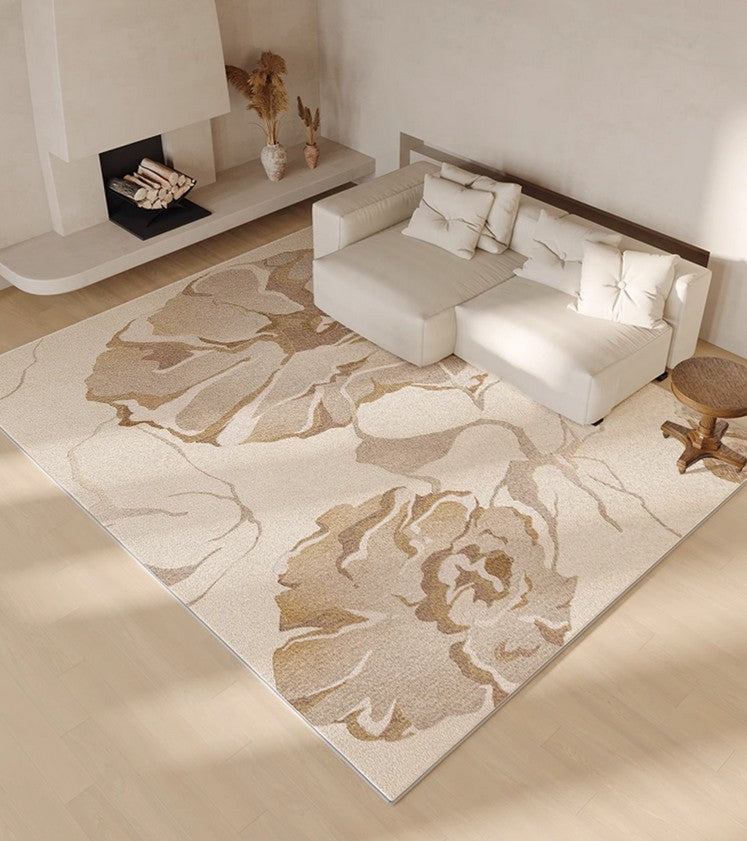 Modern Area Rugs for Dining Room & Bedroom - Soft French Style Floral Design Contemporary Rug - Perfect for Living Room Decor & Interior Design