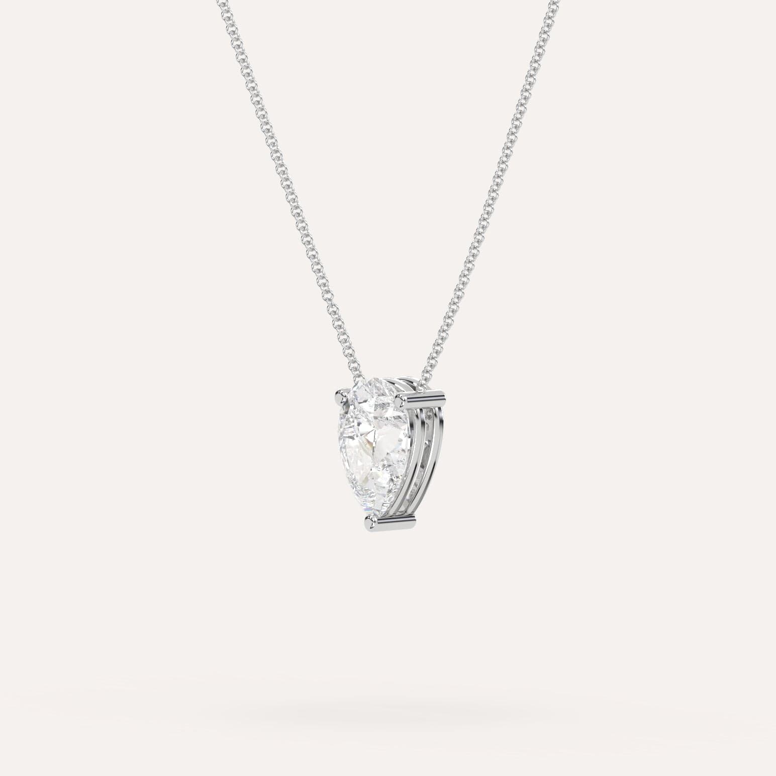 2 Carat Pear Cut Floating Diamond Necklace for Women - Elegant Solitaire Pendant for Wedding, Anniversary & Special Occasions