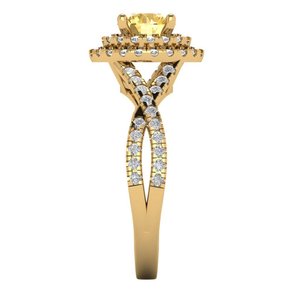 1.40ct Natural Citrine Halo Ring 14k Gold for Engagement & Wedding