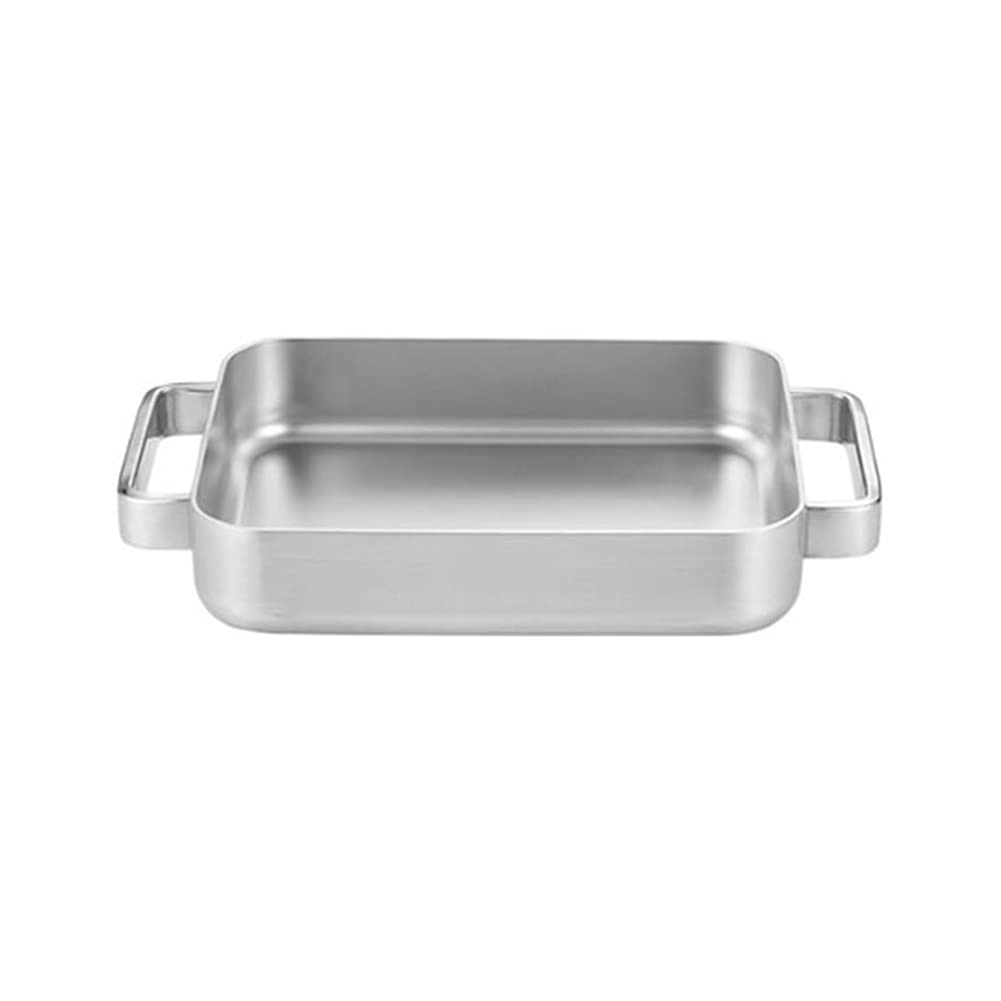 5-Ply Stainless Steel Rectangular Griddle Pan for Induction, Gas & BBQ Grills - 11.4
