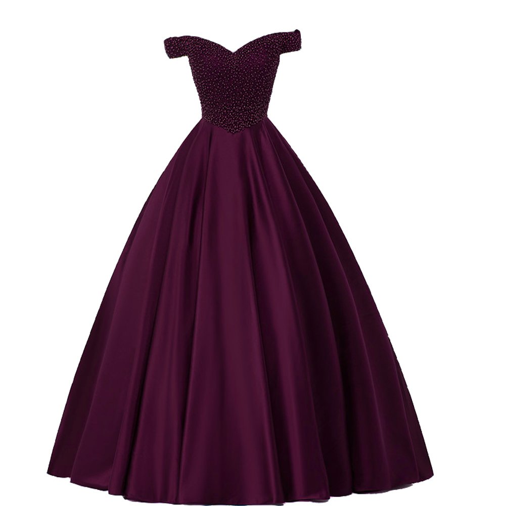 Kivary Off The Shoulder Pearl Embellished Long Corset Prom Dress - Elegant Formal Evening Gown for Homecoming, Wedding Guest & Special Occasions
