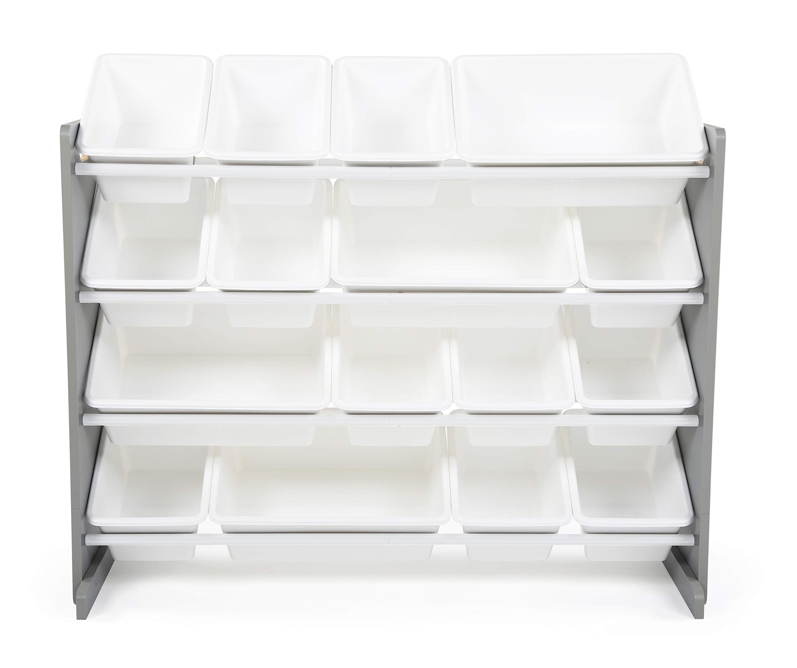 Humble Crew Supersized Wood Toy Storage Organizer & Kids Book Rack - Extra Large Grey/White Bookshelf for Nursery, Playroom & Kids Bedroom Organization