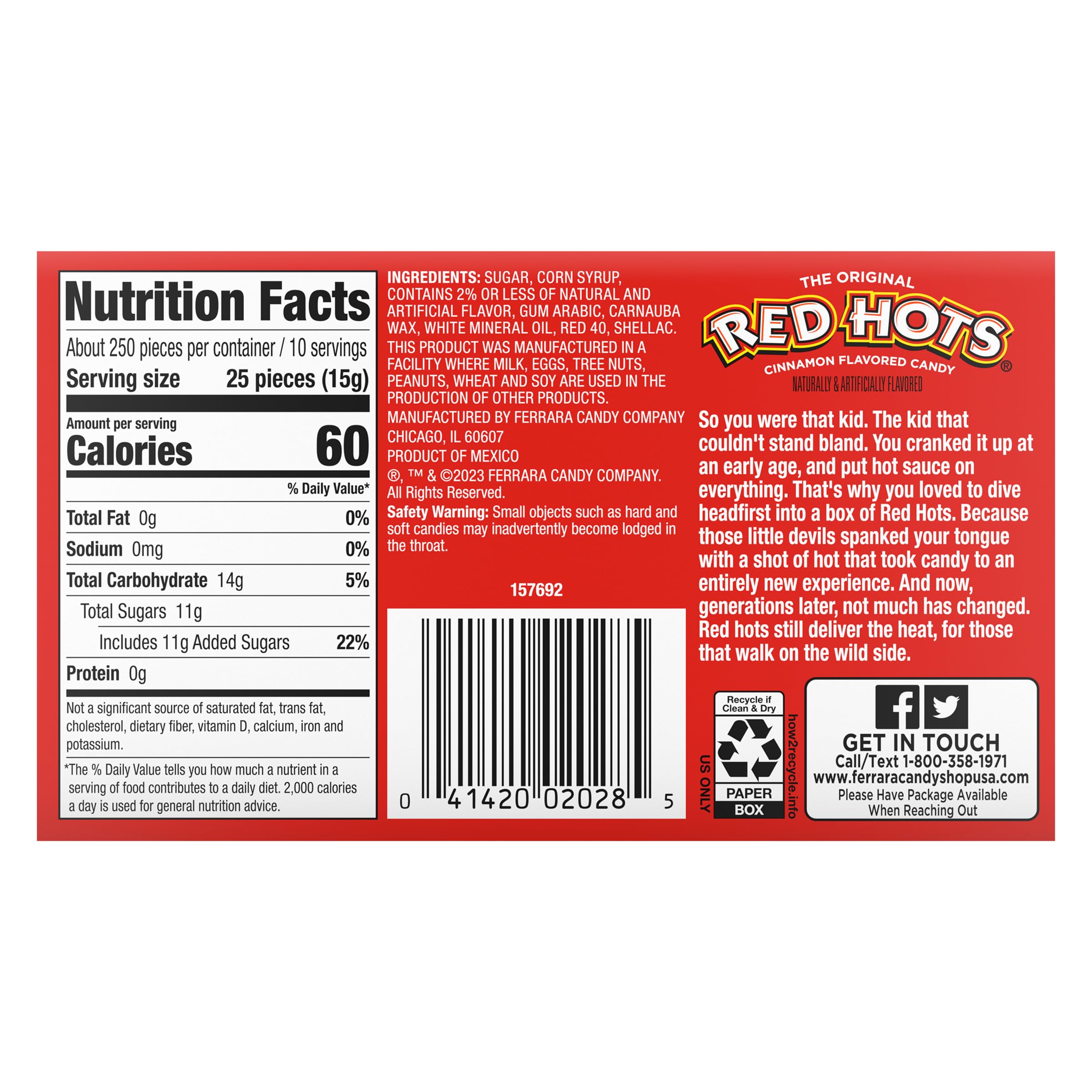 Wonka Red Hots Cinnamon Flavored Hard Candy - 5.5oz Theater Box (12 Pack) | Spicy Cinnamon Sweets for Movie Nights, Parties & Office Treats
