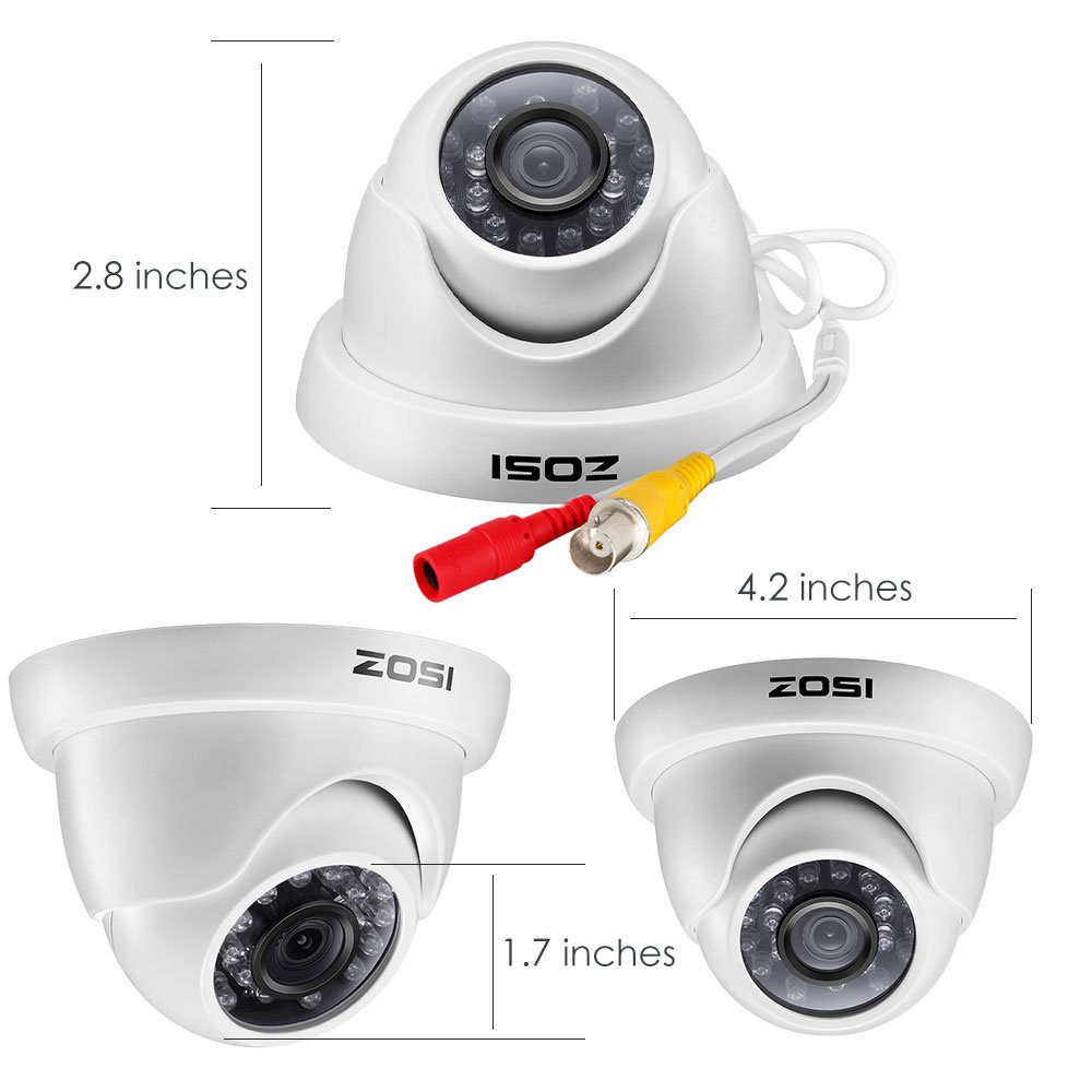 ZOSI 8 Channel 1000TVL 960H Security Camera System with 8x 3.6mm Lens Weatherproof Outdoor CCTV Surveillance Kit - Ideal for Home, Business & Warehouse Security Monitoring