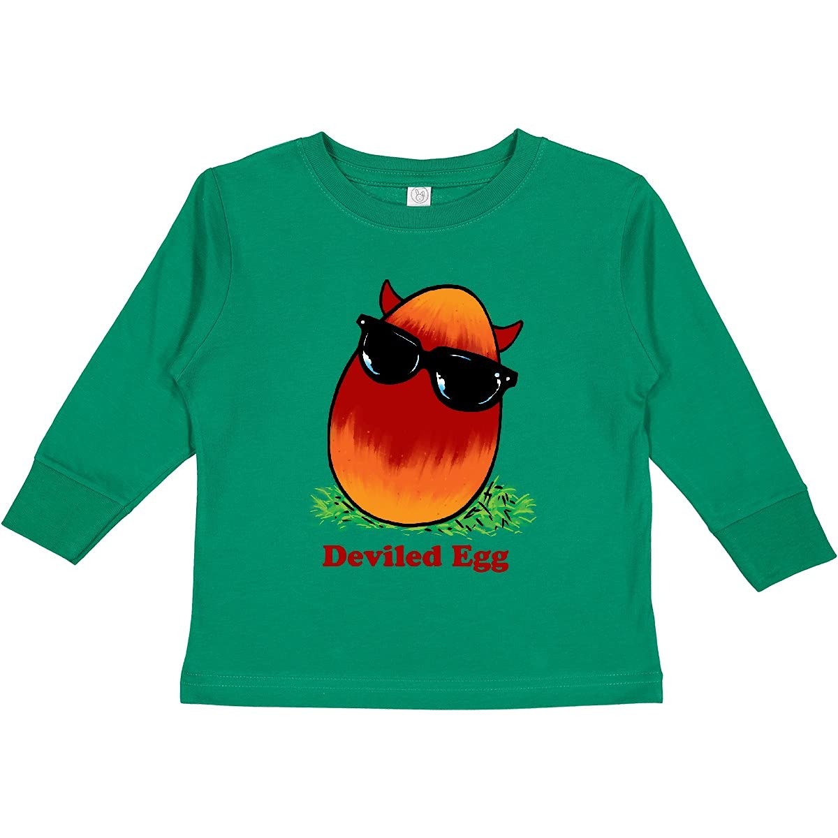 Inktastic Easter Red and Orange Deviled Egg Toddler Long Sleeve T-Shirt - Cute Holiday Outfit for Easter Celebrations, Family Gatherings & Spring Photoshoots