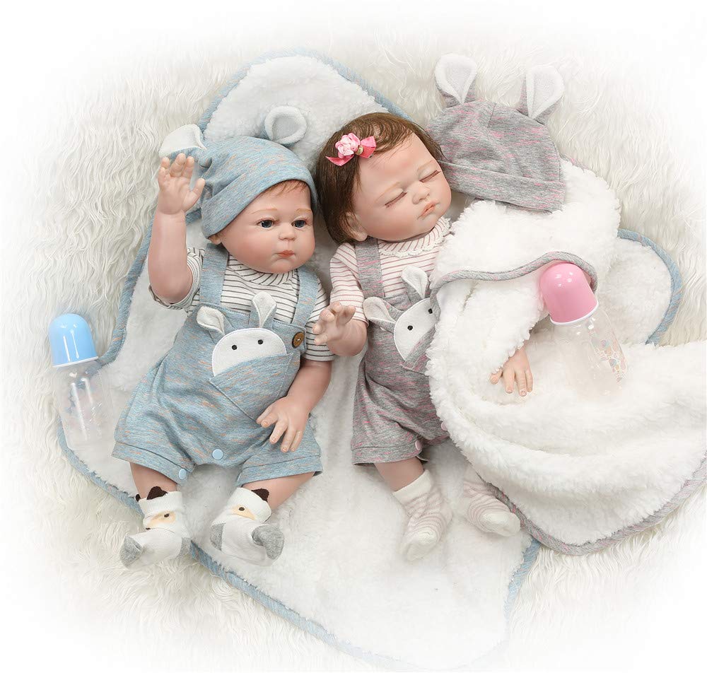 20 Inch Realistic Silicone Reborn Baby Doll for Newborn Twins - Washable Full Body Lifelike Baby Boy & Girl Doll - Perfect Gift for Collectors & Parents - Great for Nursery Decor, Photography Props & Emotional Comfort
