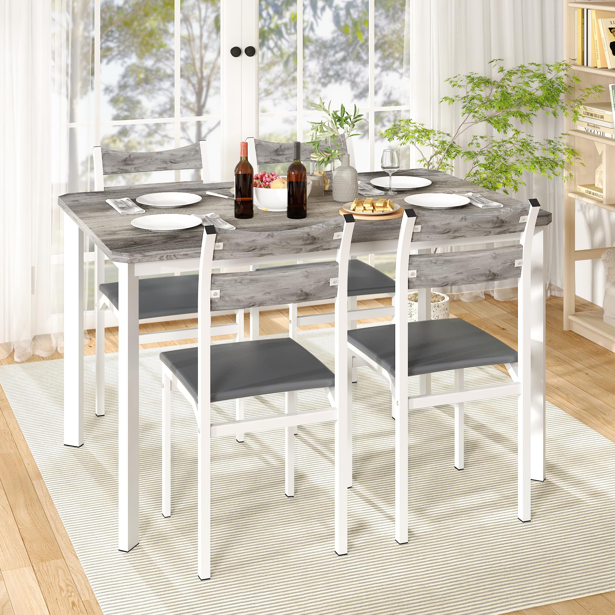 Modern 5-Piece Dining Table Set for 4 with 43.3