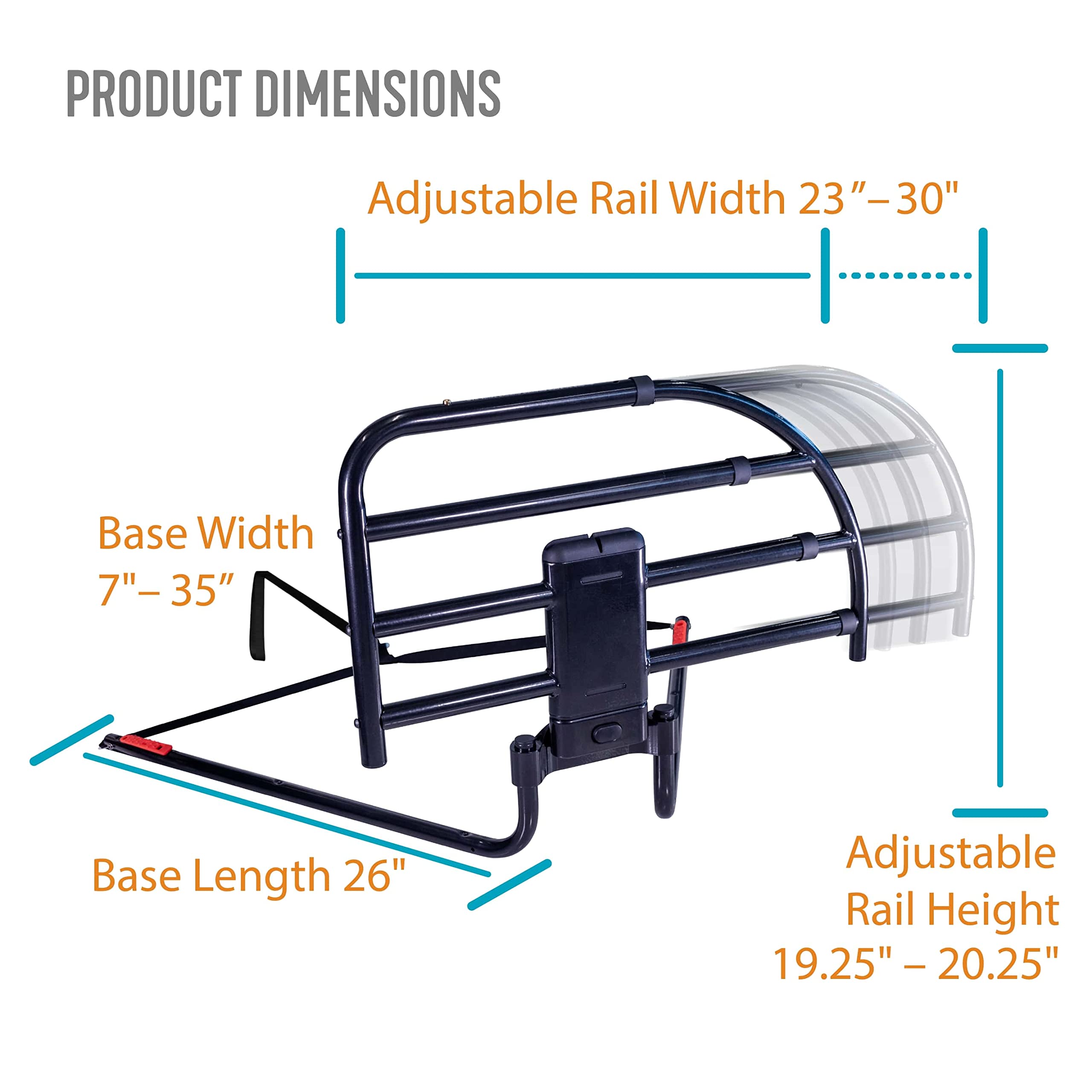 Able Life Click-N-Go Extendable Bed Rail for Wood Adjustable Bed Frames - Removable Bed Handle for Elderly & Seniors - Fits King, Queen, Full & Twin Beds - ASTM Safety Approved Bedrail - Ideal for Home Care & Assisted Living Facilities