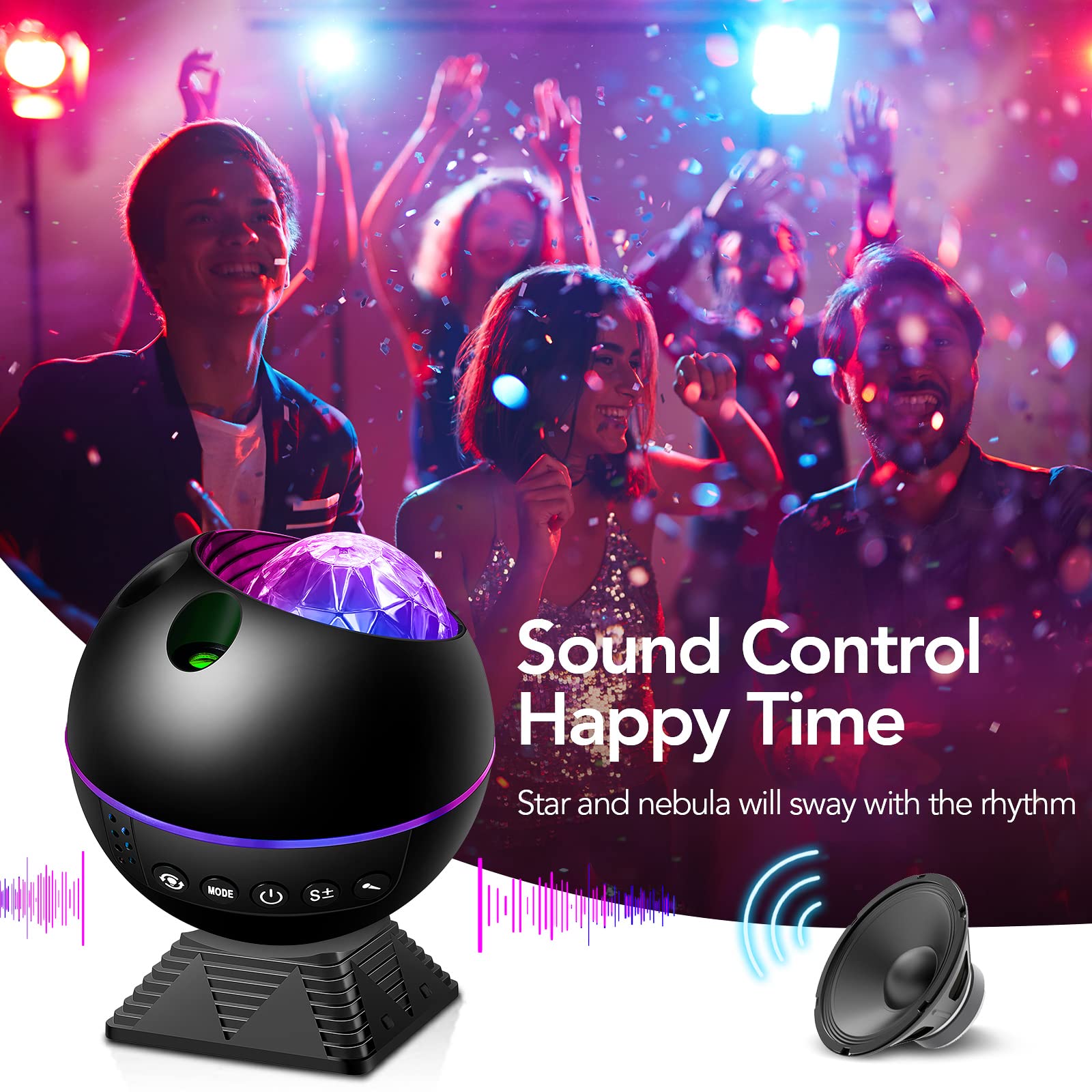 ONEFIRE Star Projector with 43 Lighting Modes - Kids Night Light with Remote Control & Timer, 360° Rotating LED Galaxy Projector for Bedroom, Nursery, and Relaxation