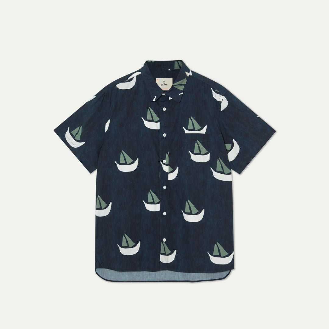 Alegre Men's Casual Button-Down Shirt in Boat Dark Navy - Perfect for Office Wear, Weekend Outings & Smart Casual Occasions