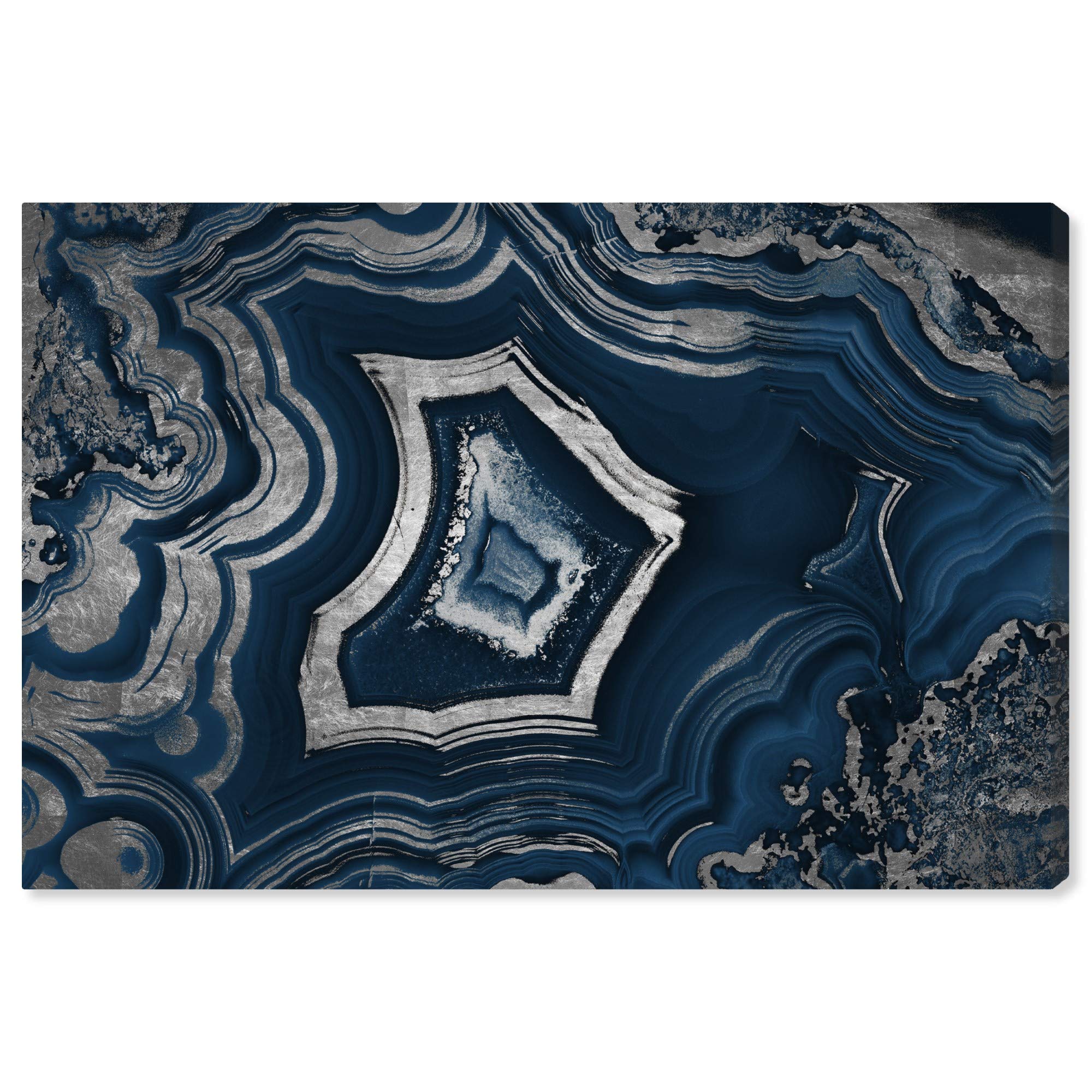 Abstract Water Marble Canvas Wall Art Print - 54x36 Inch Modern Blue Geode Navy Painting | Dreaming About You | Living Room Decor, Bedroom, Office Wall Art
