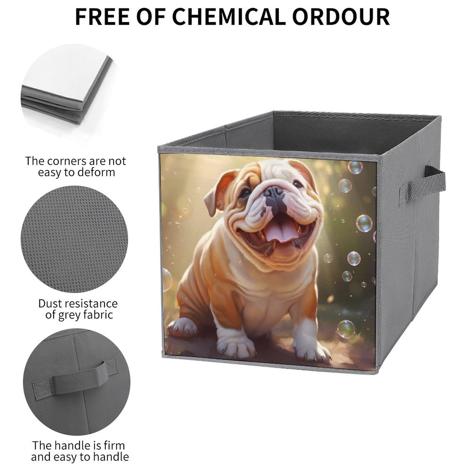 French Bulldog Storage Bins 2PCS - Foldable Organizers with Handles for Home & Office