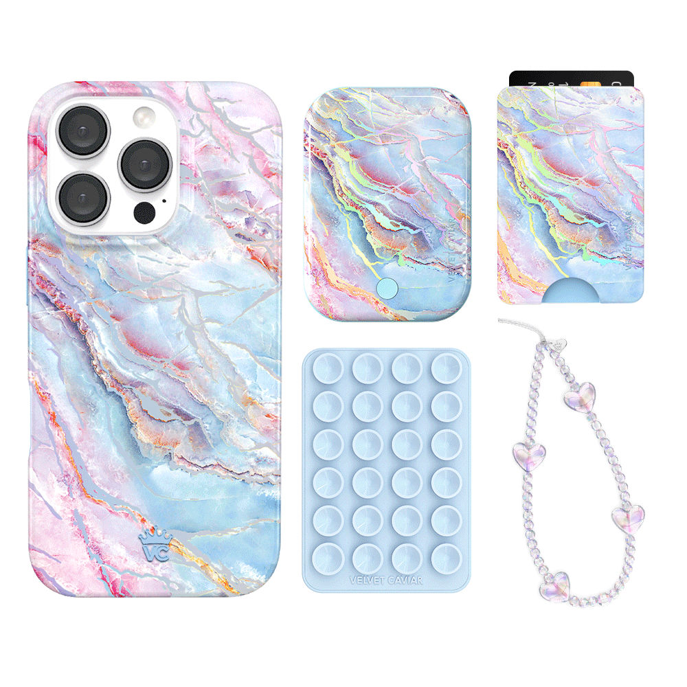 Holo Moonstone iPhone Case with Wallet - Stylish & Protective Phone Cover for iPhone 13/14/15 - Perfect for Everyday Use, Travel, and Shopping