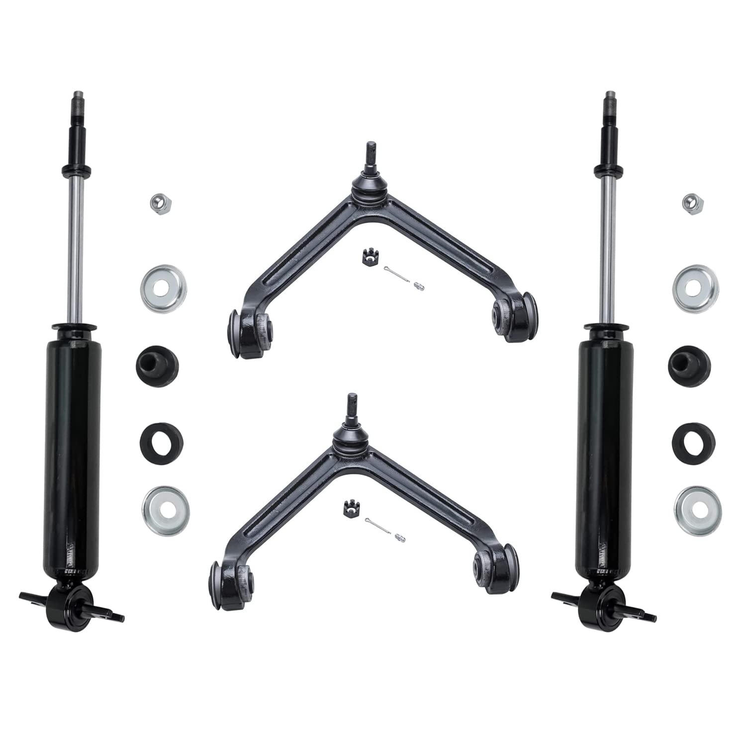 Detroit Axle - 2WD Front End Control Arms Kit for 2002-2005 Dodge Ram 1500 | 2 Upper Control Arms with Ball Joints & 2 Shock Absorbers | 4pc Replacement Set | Perfect for Off-Roading, Towing & Heavy-Duty Truck Maintenance