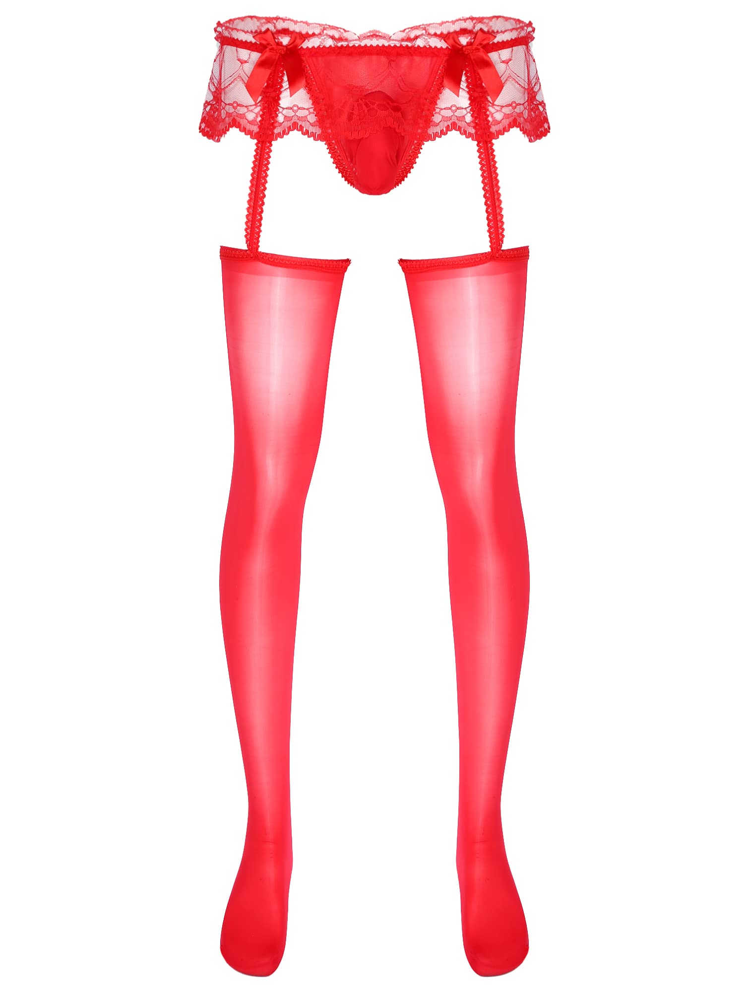 TiaoBug Men's Mesh Sheer Garter Belt Tights - High Waist Suspender Pantyhose for Formal Wear & Cosplay