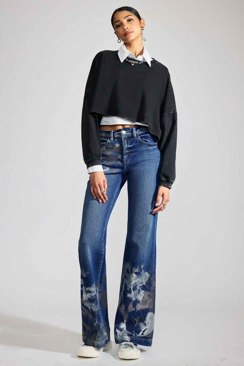 Rosaline Premium High-Rise Holly Flare Jeans for Women - Trendy Bootcut Denim Pants for Casual & Office Wear