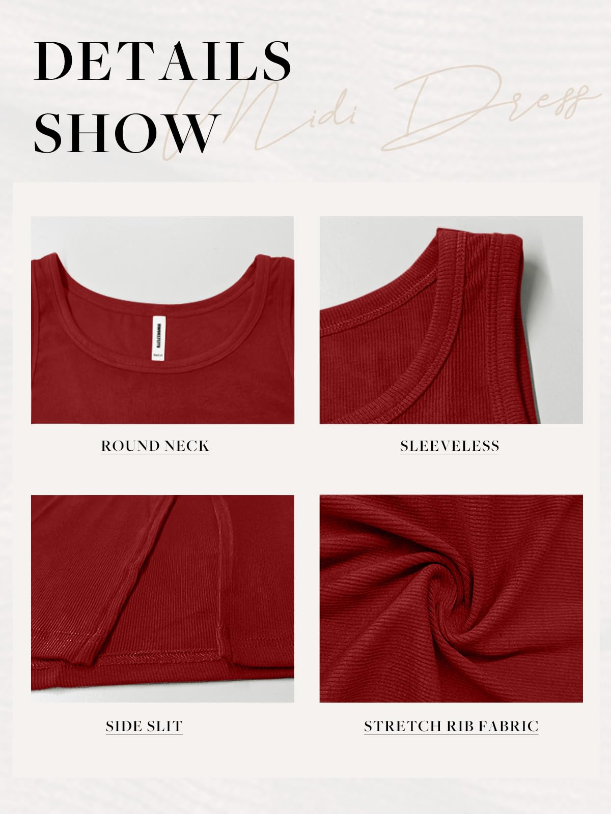 HWOKEFEIYU Women's 2025 Midi Dress - Casual Sleeveless Ribbed Tank Dress for Summer, Beach, Party & Daily Wear | Stretchy Comfort Fit Fashion Outfit