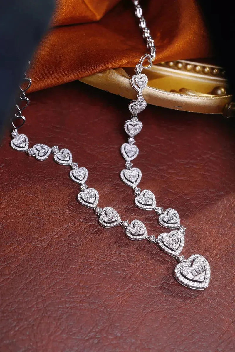 18K White Gold Diamond Necklace for Women - 3.10 Carat Natural Heart-Shaped Diamond Pendant, Luxury Romantic Jewelry Gift for Anniversary, Valentine's Day & Special Occasions