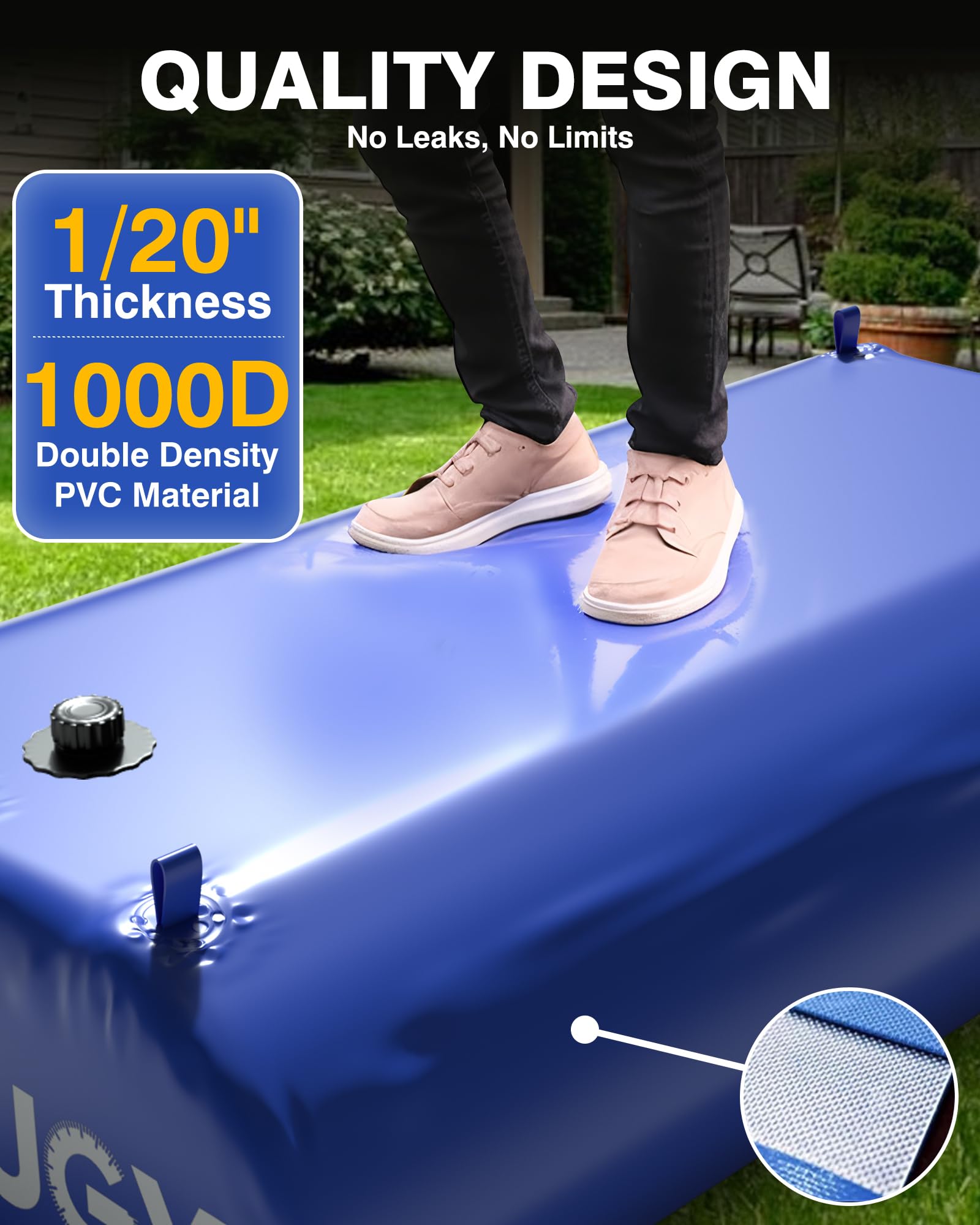 540L (143 Gallon) Portable Water Storage Bladder with Spigot & Overflow Kit - Emergency Water Tank for Truck Bed, RV, Camping - Blue Large Water Bob for Outdoor, Travel & Disaster Preparedness (Ideal for Car Camping, Off-Grid Living & Emergency Water Supply)