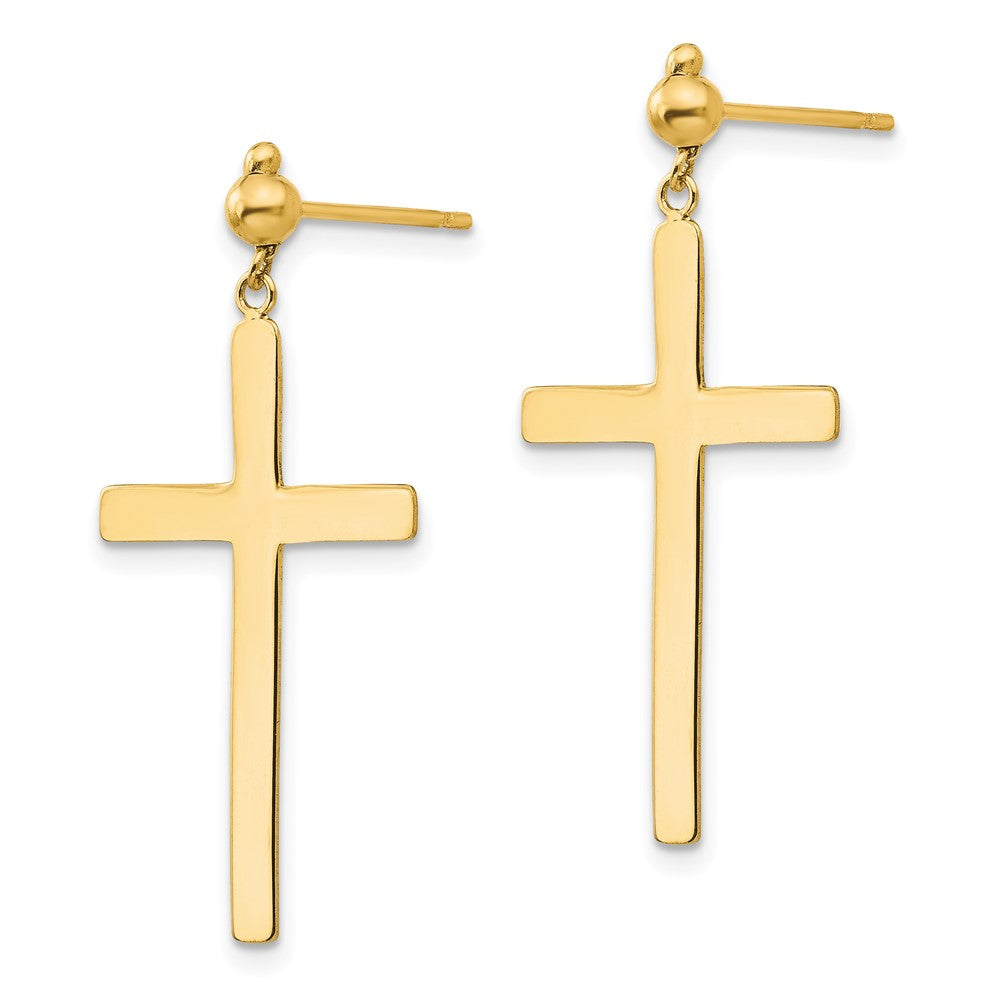 Gold Cross Dangle Post Earrings for Women - Religious Jewelry Gift - H1086 - Perfect for Church, Weddings & Everyday Wear