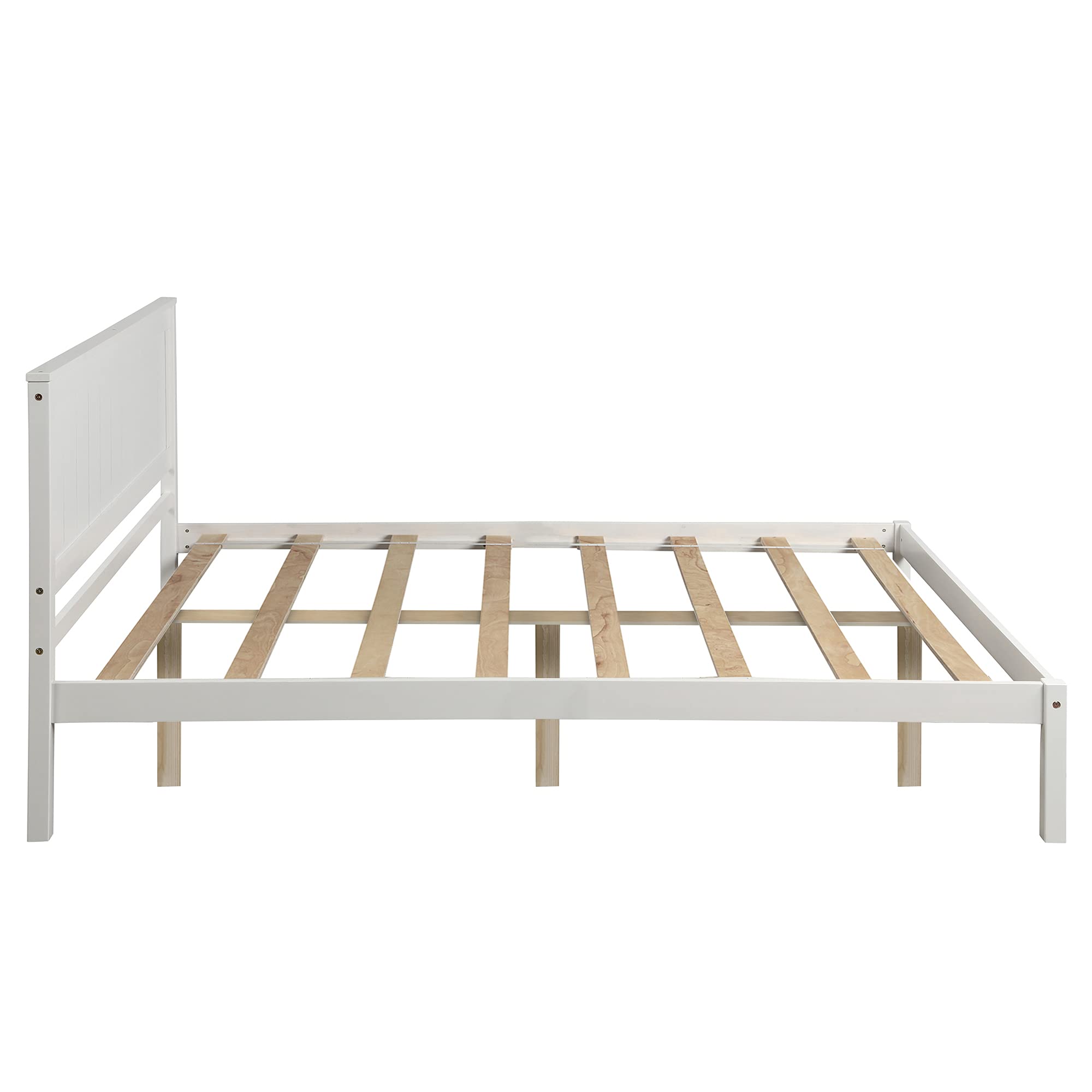 Harper & Bright Designs Full Size Bed Frame with Headboard & Wooden Slat Support - No Box Spring Needed, Sturdy Platform Bed for Adults & Teens (White) - Perfect for Modern Bedrooms, Guest Rooms & Small Spaces