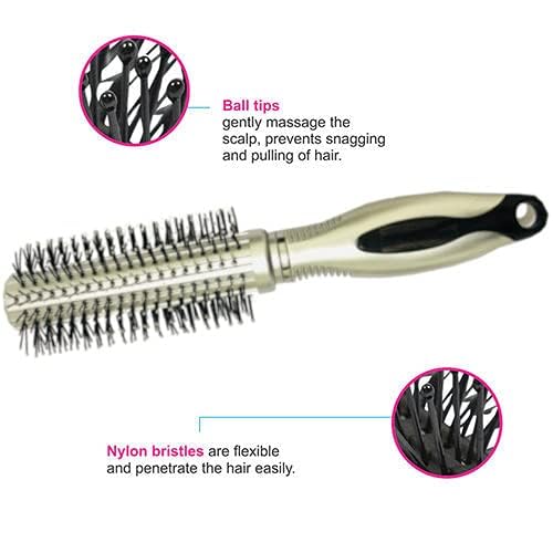 ZAUKY Round Hair Brush with Handle for Men & Women - Styling Brush for Smooth, Shiny Hair - Pack of 1 (Multicolor) - Perfect for Blowouts, Salon Styling & Home Hair Care