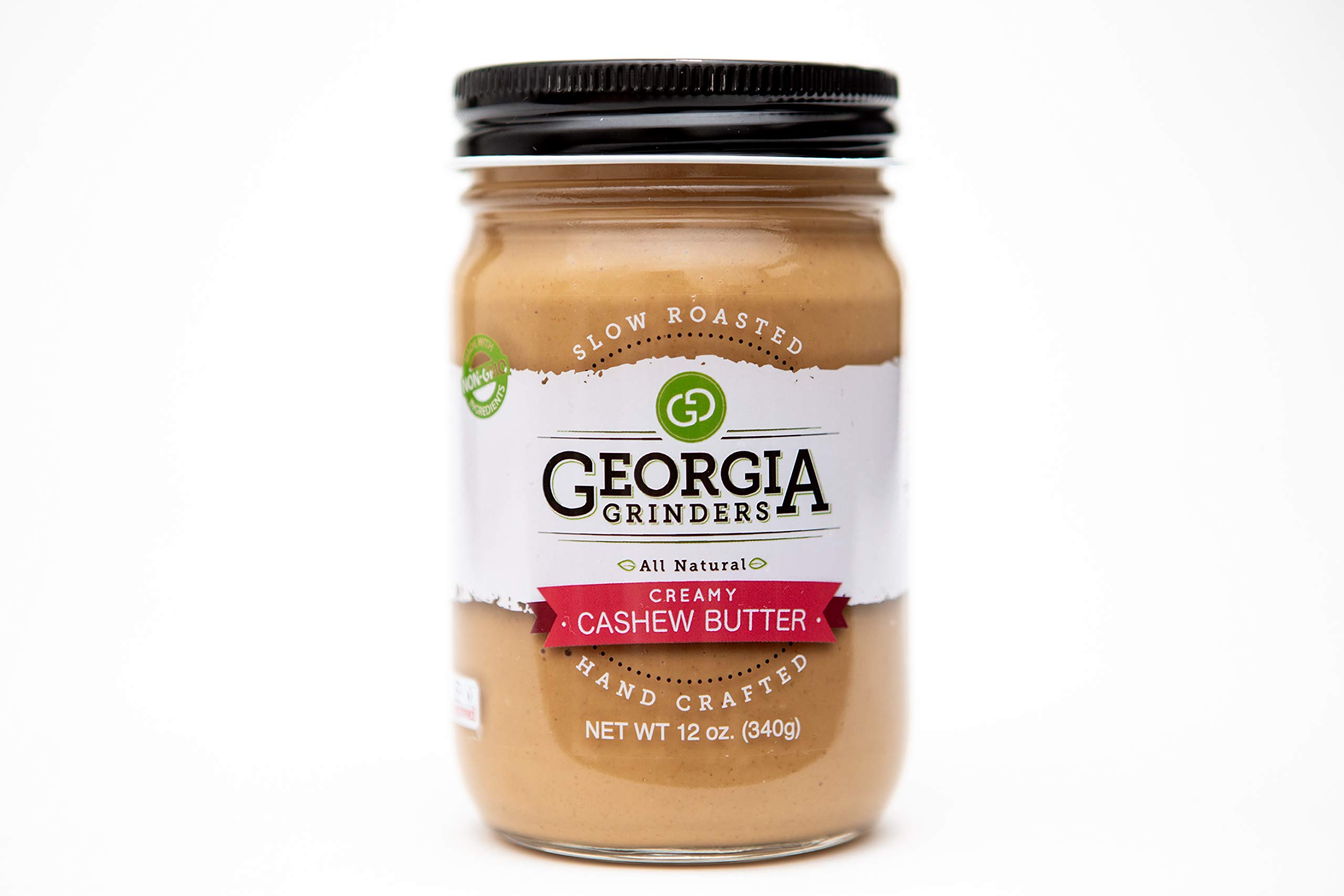 Georgia Grinders Creamy Cashew Butter 12oz (6 Pack) - Smooth Gourmet Cashew Spread, Whole30 Approved, Keto & Vegan Friendly, No Sugar or Additives, Non-GMO, Gluten Free - Perfect for Smoothies, Toast & Healthy Snacking