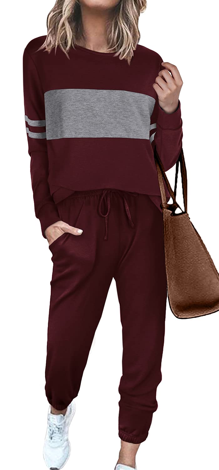 Sipaya Women's Colorblock Sweatsuit Set - 2 Piece Casual Outfit & Lounge Wear | Soft Jogger Pants & Hoodie for Home, Gym, Travel & Street Style