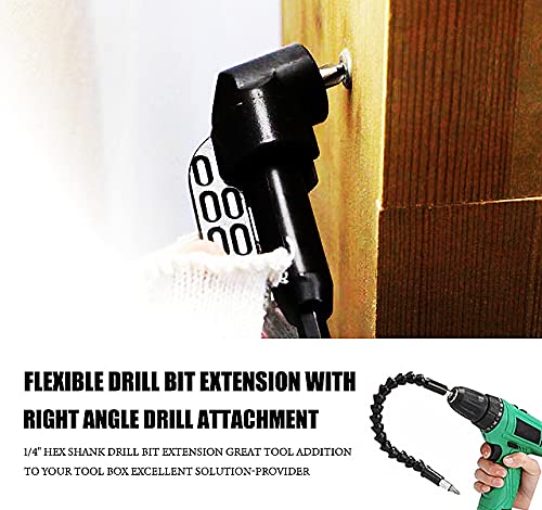 Flexible Drill Bit Extension + 105° Right Angle Drill Attachment - 14